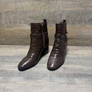 Liz Claiborne Mister Brown Snake Skin Embossed  Booties Women's Size 11
